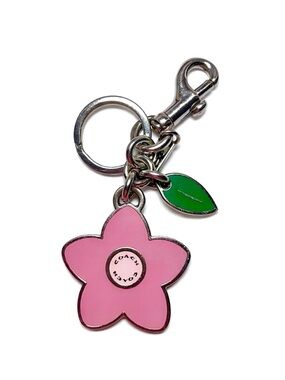 Coach Pink Flower Keychain